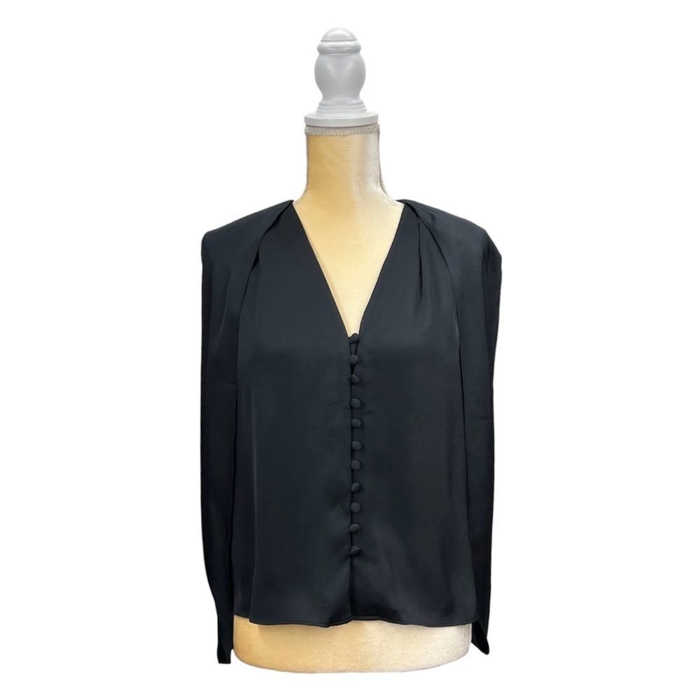 Jonathan Simkhai Top Size Small Black Button Front Blouse Cape New w/Flaws NWT